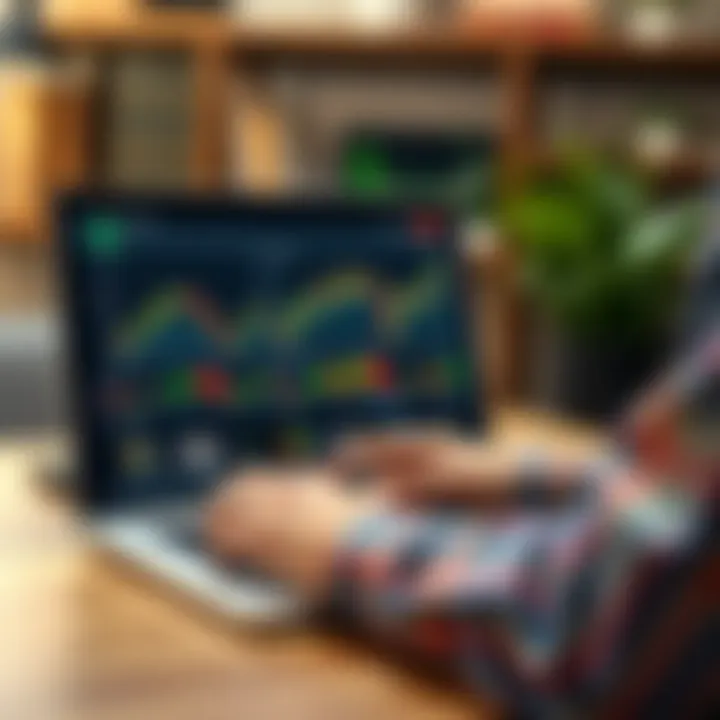 User interacting with a digital trading platform on a laptop