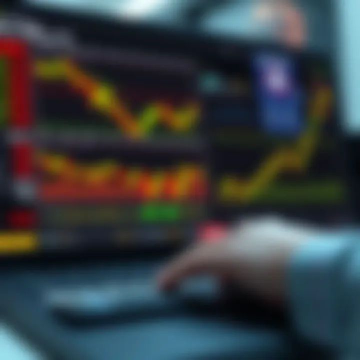 Illustration of online trading platform with charts and risk management tools