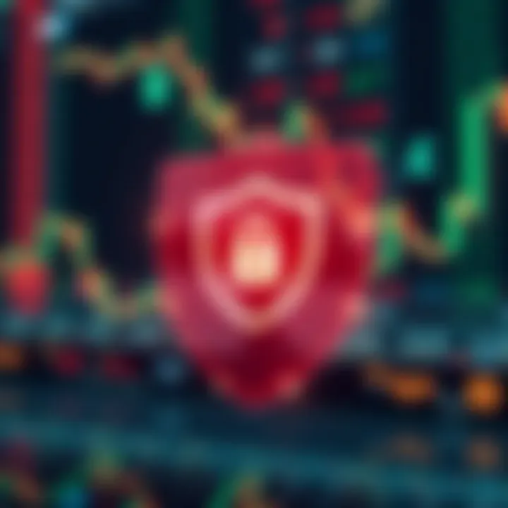 Security Features for Safe Forex Trading in India Secure shield icon overlaying digital currency symbols representing safe trading