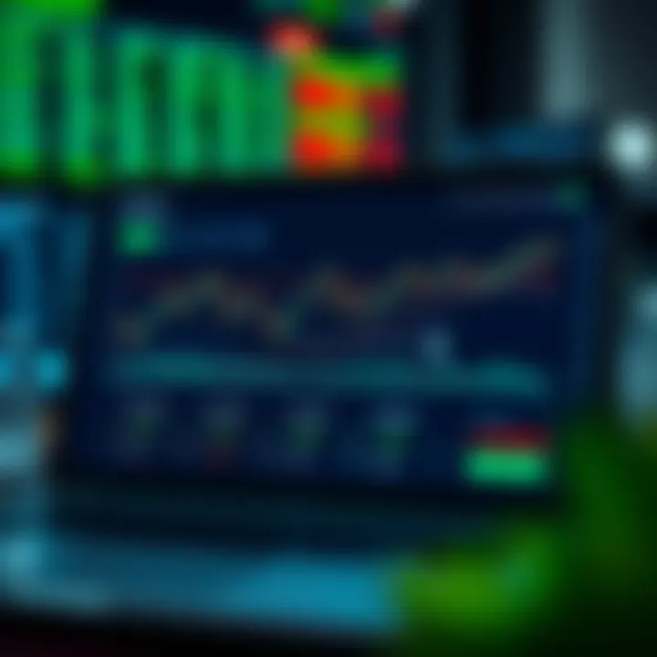 User interface of a paper trading app displaying stock charts and trading options