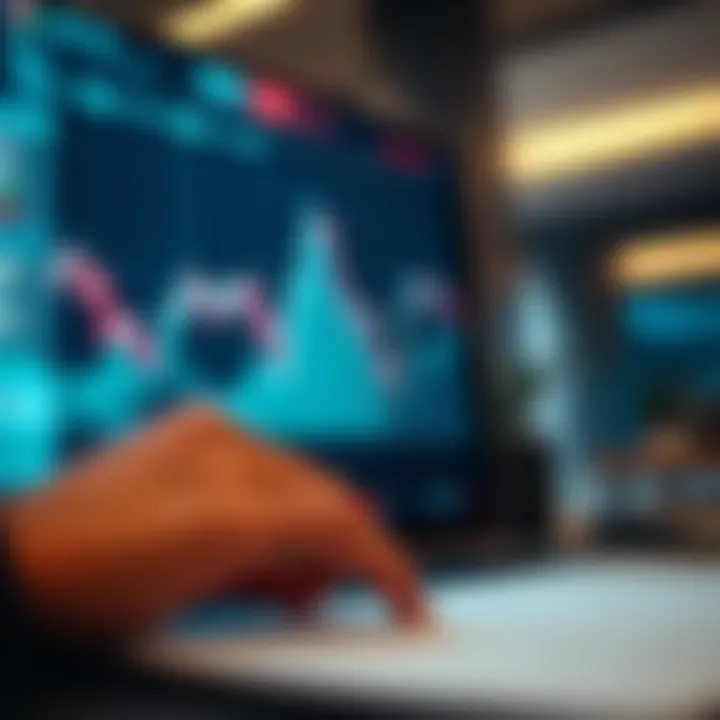 Graph showing stock market trends with digital interface overlay