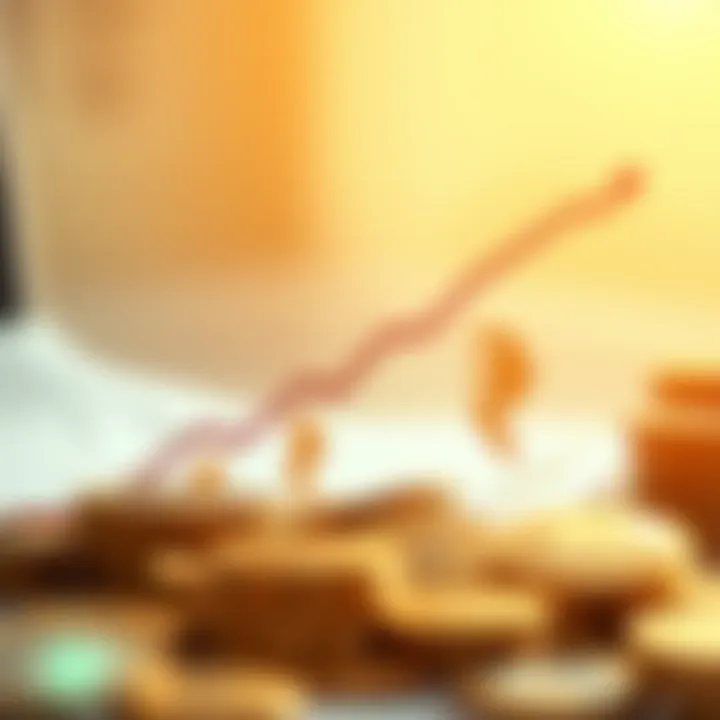 Illustration of a growing financial chart with Indian currency symbols representing investment growth