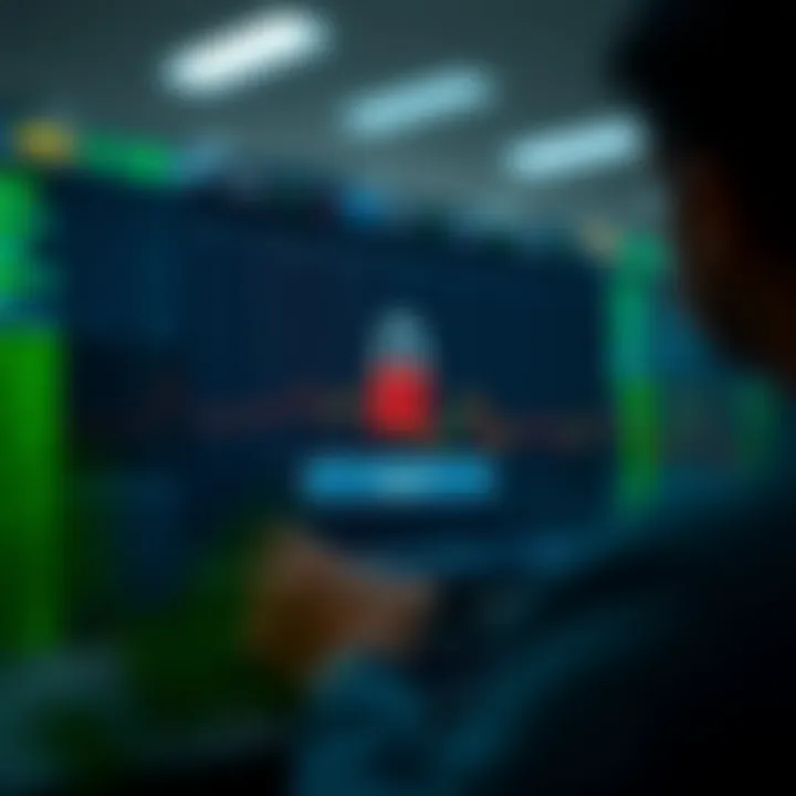 Secure login screen of a trading application displaying encryption and user authentication features