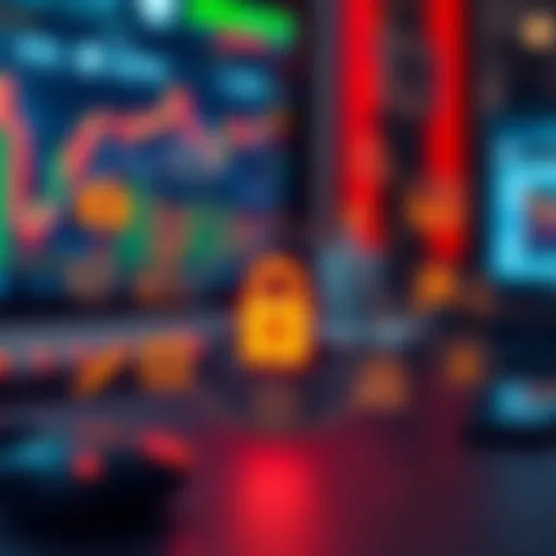 Various icons representing key features and security elements of forex trading software