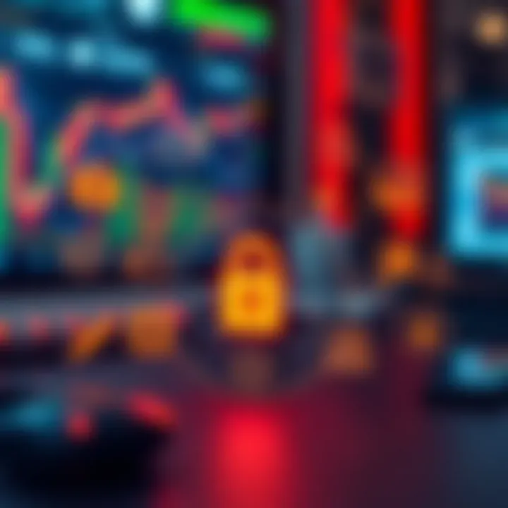 Various icons representing key features and security elements of forex trading software