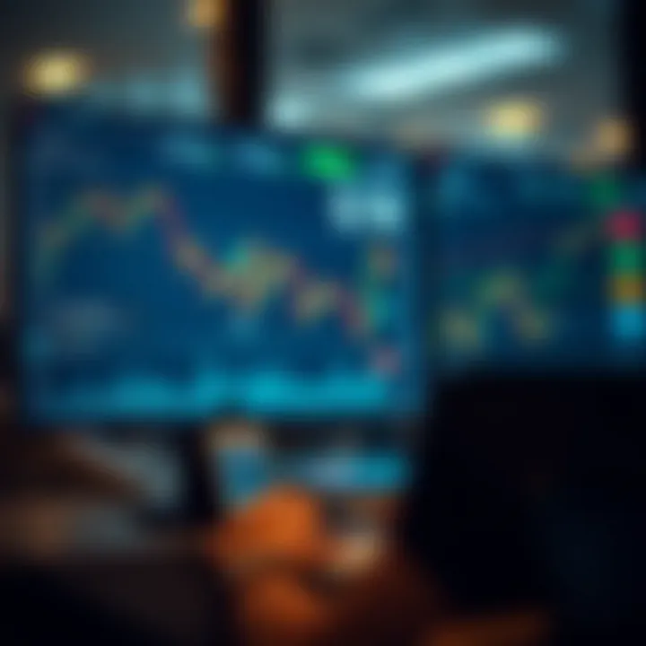 Visual representation of online forex trading platforms showing charts, risk management tools, and community discussion forums