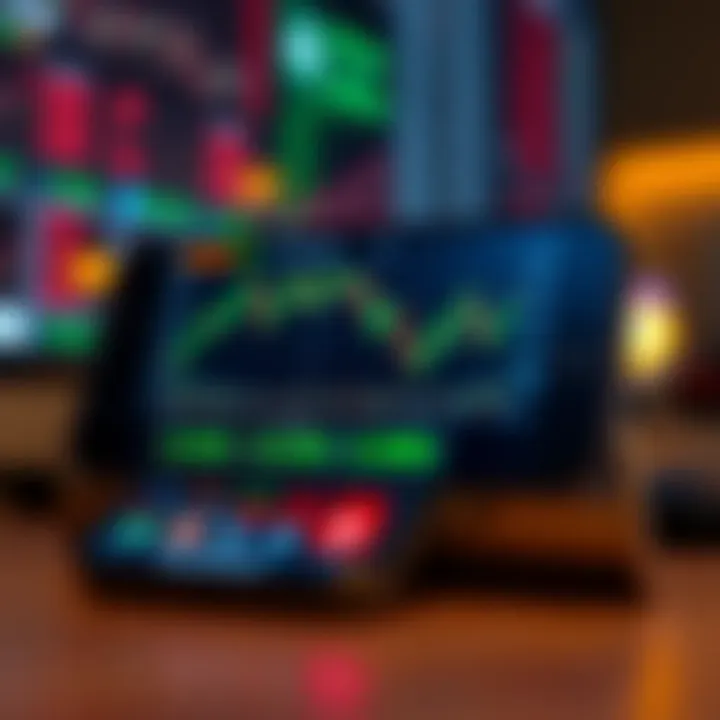 User interface of a mobile app showing stock trading charts and market data in India