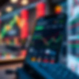 Interface of a demo share trading app showing stock charts and virtual portfolio management