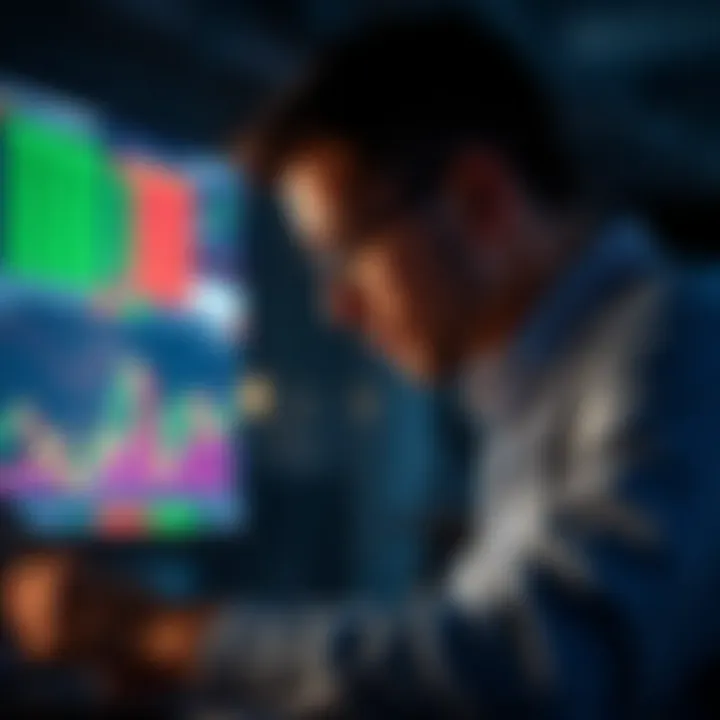 Testing Trading Strategies Using Demo Trading Apps Illustration of a trader analyzing trading strategies on a digital platform
