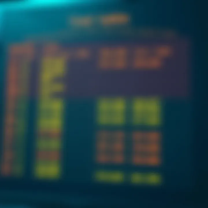 Dynamic programming table showing calculated costs for different subtrees in binary search tree optimization