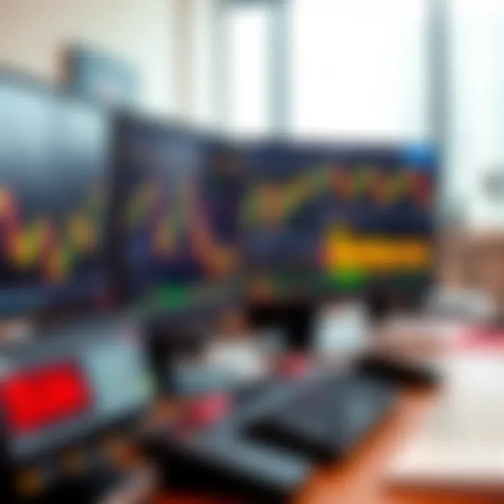 Trading workstation displaying charts and technical indicators for market analysis