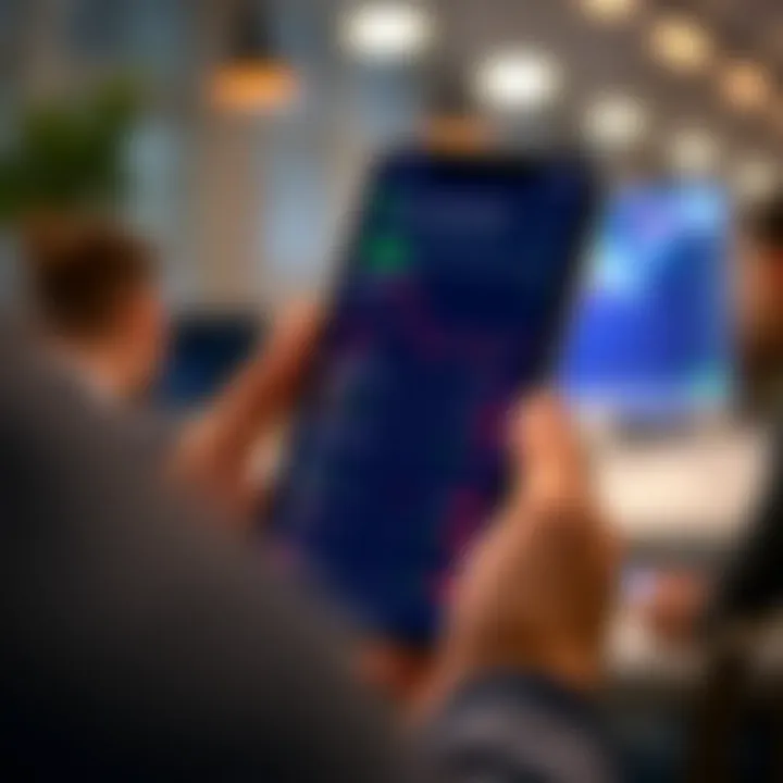 Mobile phone screen displaying zero brokerage trading app interface with stock charts and trading options