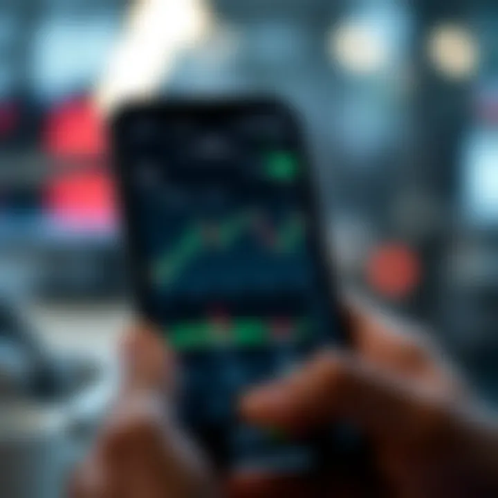 Smartphone displaying a user-friendly trading app interface with charts and market data