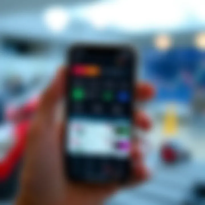 Mobile phone displaying various trading app interfaces with low deposit options