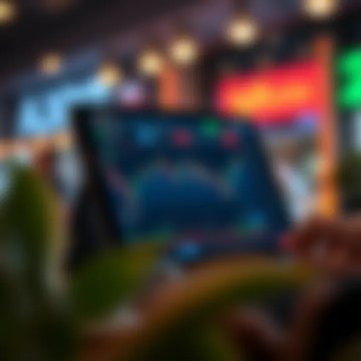 User interface of a leading Indian trading application showing market charts and portfolio summary