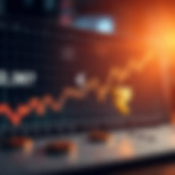 Graph illustrating currency exchange rates with the Indian rupee symbol