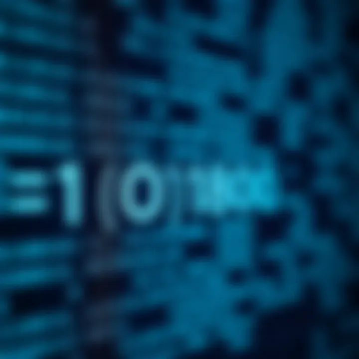Visualization of binary code being converted into readable text using a digital translator