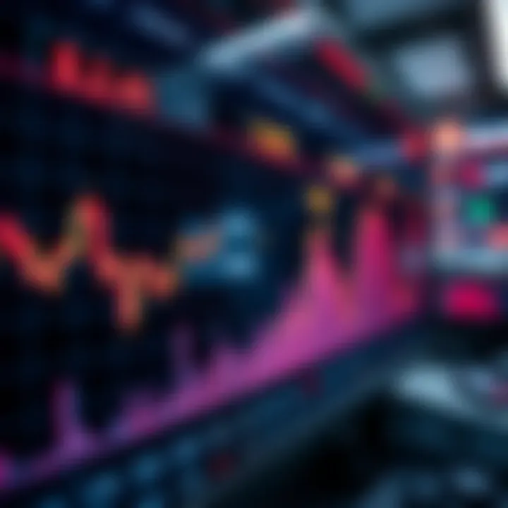 Graph showing currency exchange rate fluctuations over time with market indicators