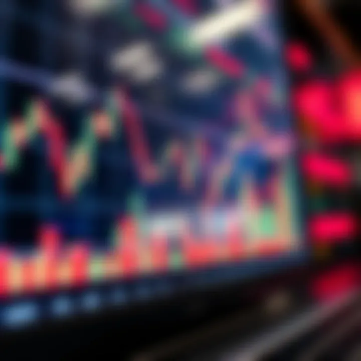 Stock market candlestick chart showing intraday price fluctuations in Indian market