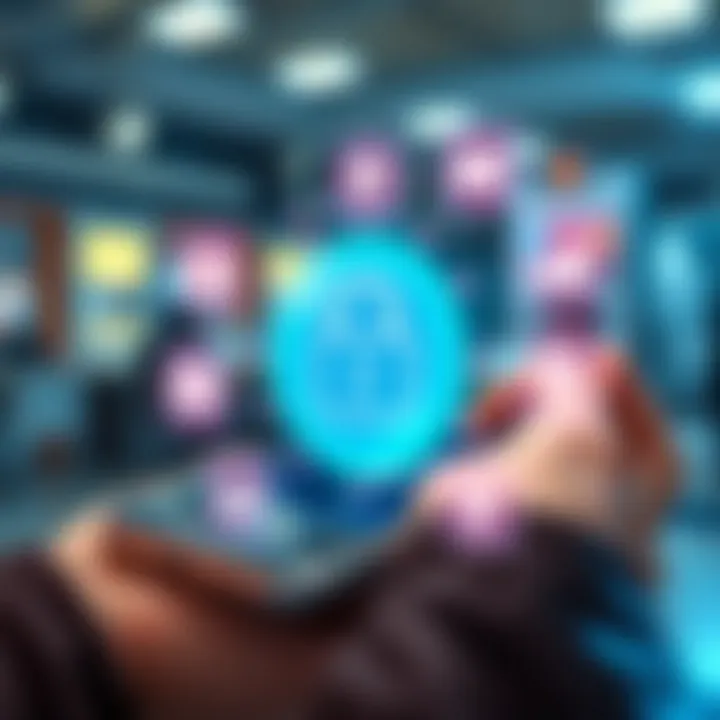 Conceptual illustration of secure mobile trading with icons representing encryption and financial growth