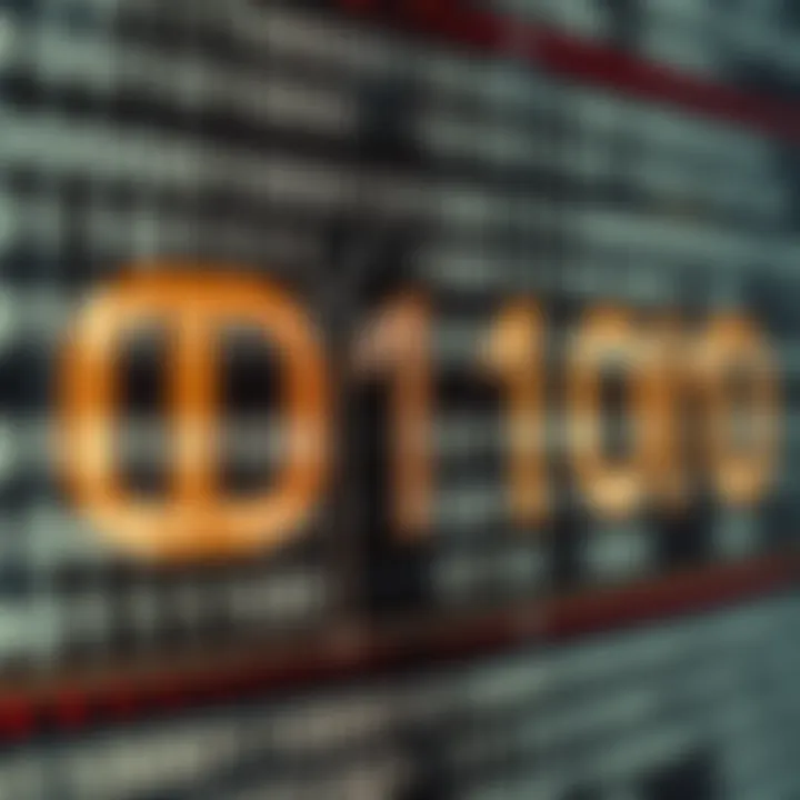 Illustration of binary number system with bits and their place values